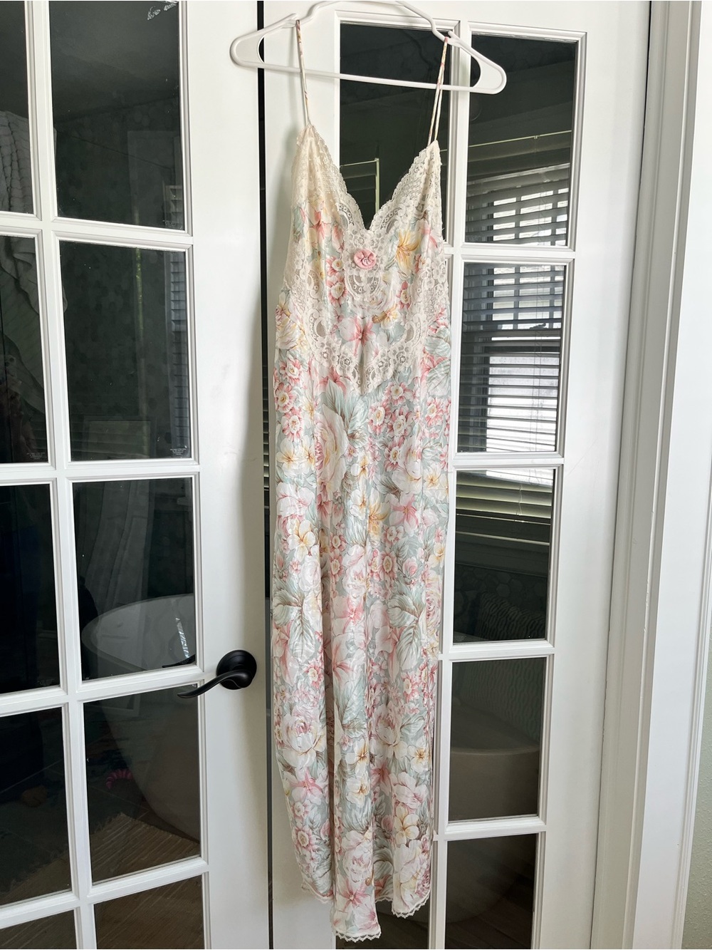 Vintage 90s Christian Dior Floral Silk-Satin Maxi Slip Dress ILGWU